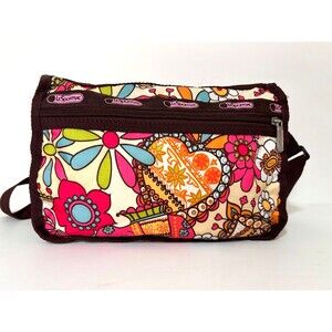 Vintage LeSportsac Tiua Zhiehan Floral Print  Purse Bag Crossbody Le Sportsac